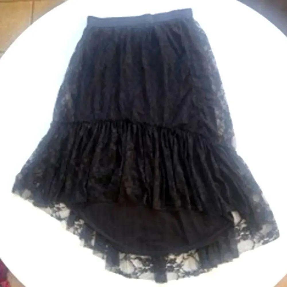 Chelsea and Violet Black Lace Asymmetrical Skirt NWT Medium